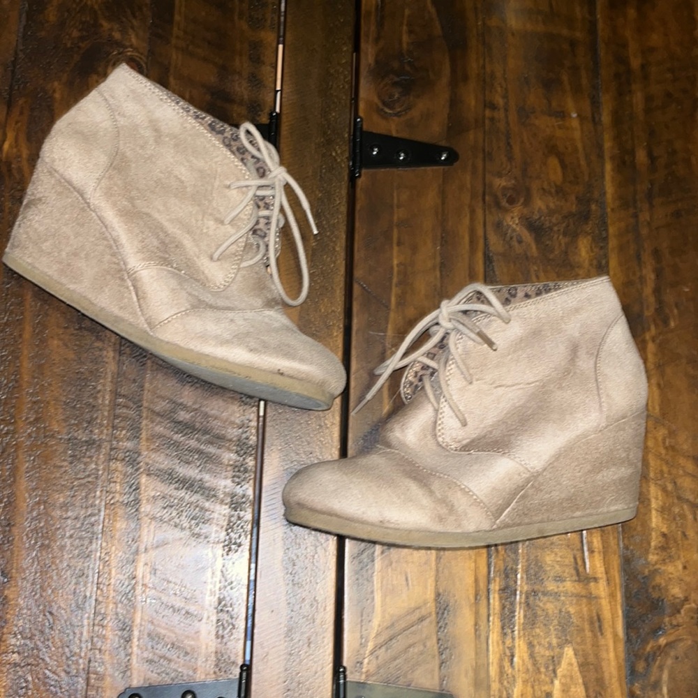 Lace Up Wedge Heels